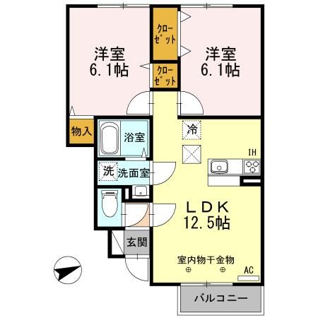 青い森鉄道 三沢駅 徒歩13分 2階建 築14年の間取り写真