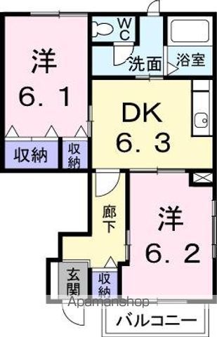 ＪＲ予讃線 香西駅 徒歩9分 2階建 築27年の間取り写真