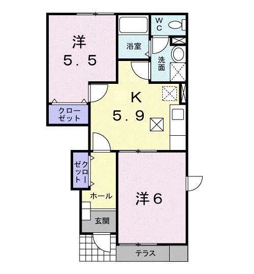ＪＲ鹿児島本線 川内駅 バス乗車時間：12分 最寄りバス停で下車 徒歩4分 2階建 築24年の間取り写真