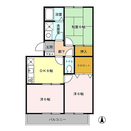 桶川市上日出谷南のアパートの間取り