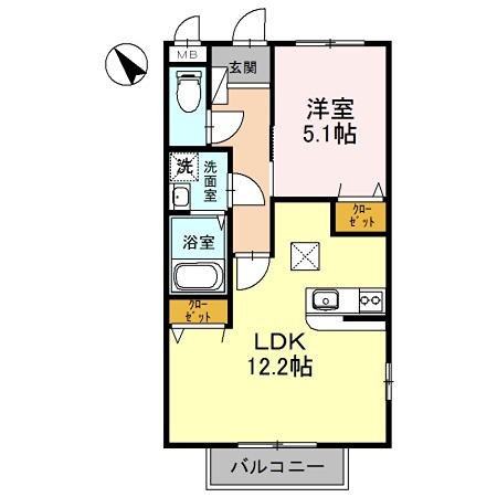 姫路市飾磨区阿成渡場のアパートの間取り