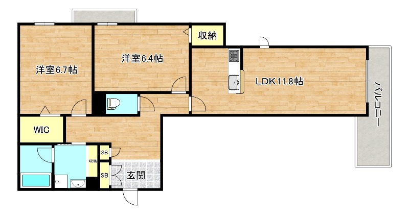 東大阪市足代のアパートの間取り