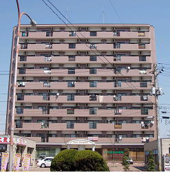 仙台市若林区六丁の目中町のマンションの建物外観
