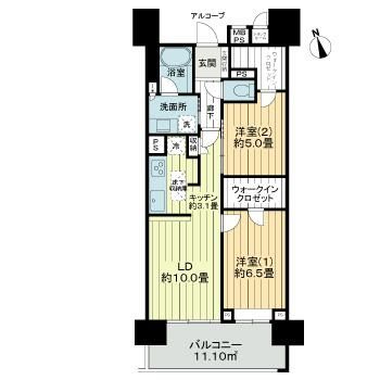 仙台市宮城野区榴ケ岡のマンションの間取り