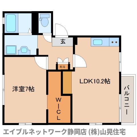 静岡市葵区松富のアパートの間取り