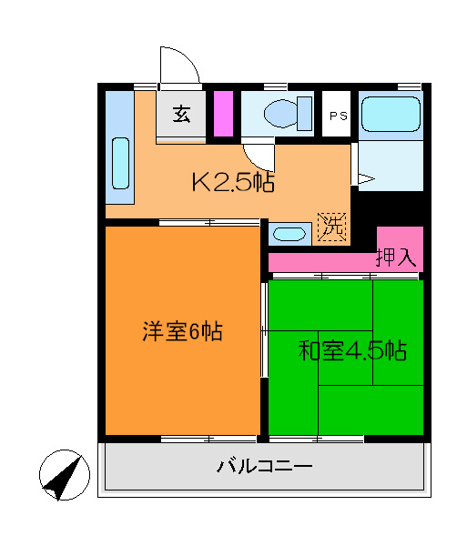 横浜市鶴見区朝日町のアパートの間取り