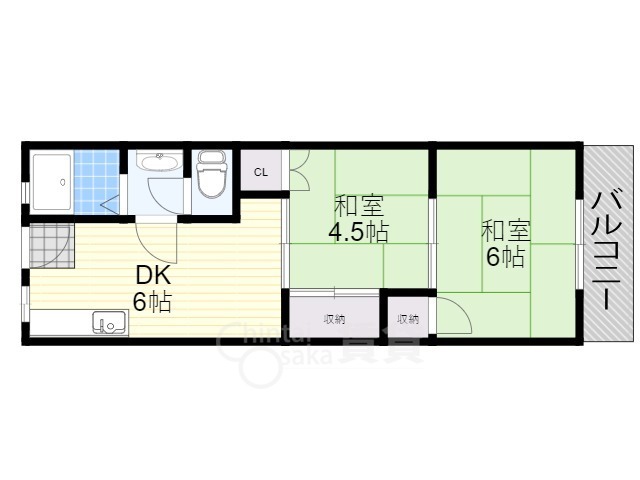 豊中市浜のマンションの間取り