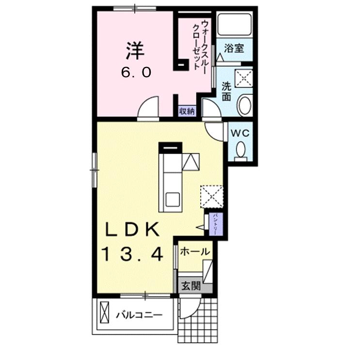 【福山市沖野上町のアパートの間取り】