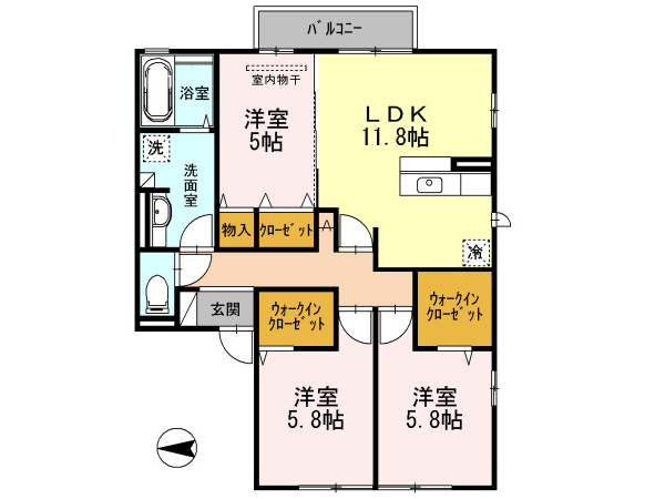 大村市富の原のアパートの間取り