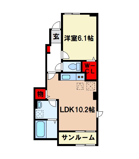 小郡市大保のアパートの間取り