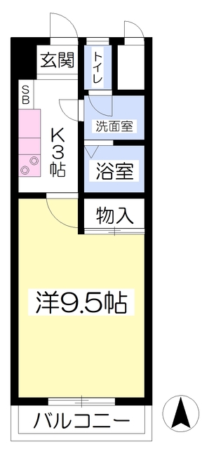 【松山市祇園町のマンションの間取り】