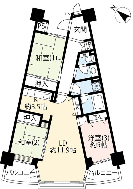 ＵＲシティハイツ日野旭が丘の間取り