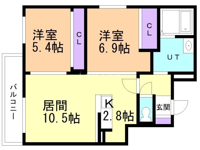 札幌市北区北二十一条西のマンションの間取り