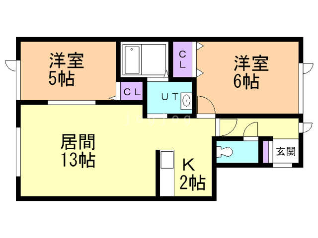 札幌市北区新川六条のアパートの間取り