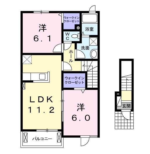 遠賀郡芦屋町山鹿のアパートの間取り