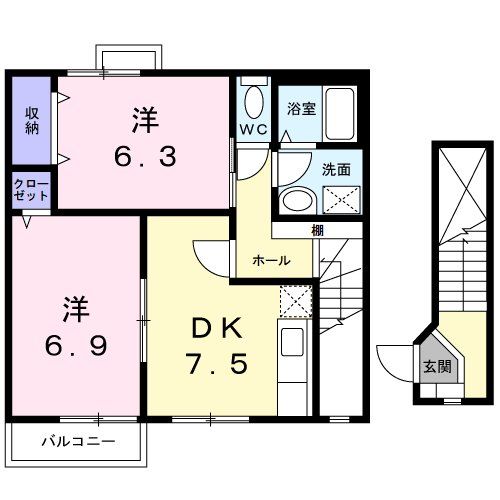 船橋市三咲のアパートの間取り