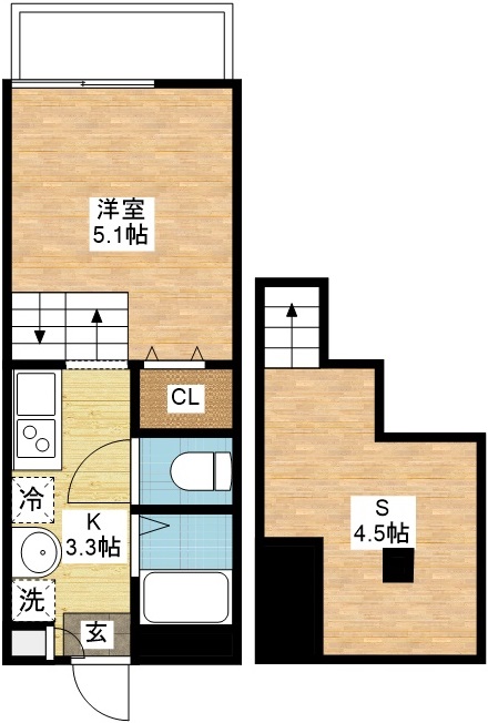 長崎市若葉町のアパートの間取り