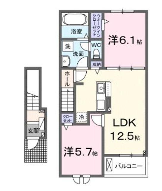 高座郡寒川町宮山のアパートの間取り