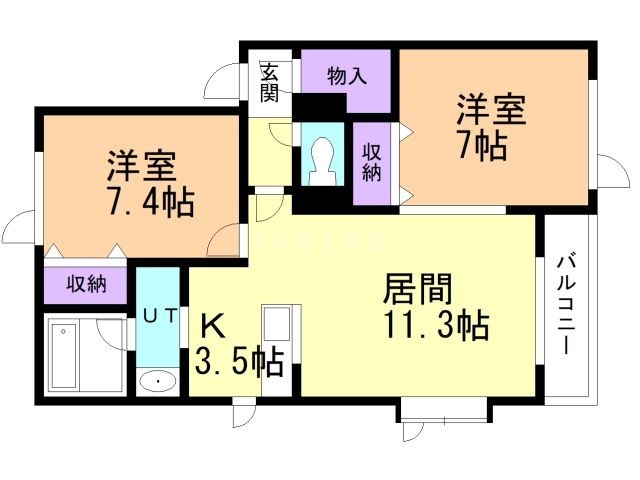 札幌市北区屯田七条のアパートの間取り