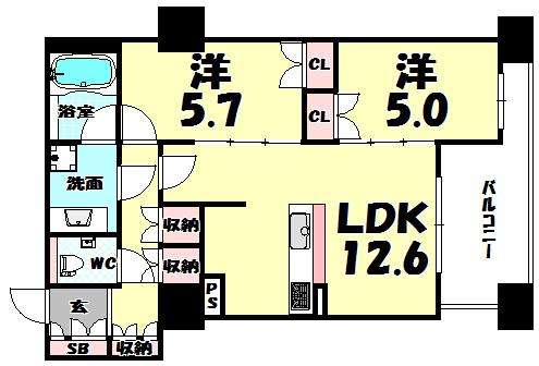 プレサンスレジェンド堺筋本町タワーの間取り写真