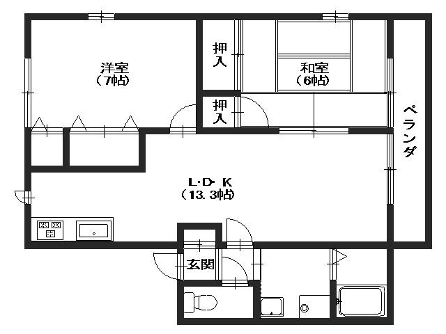 広島市安佐南区川内のアパートの間取り