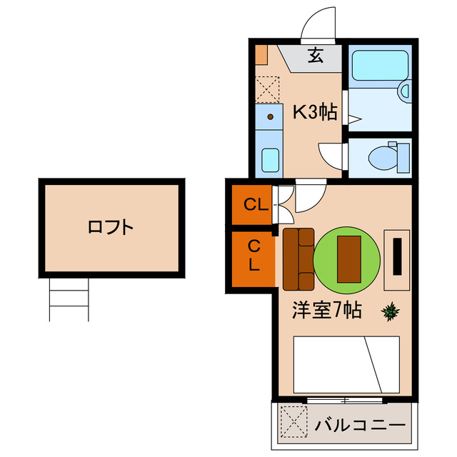 静岡県浜松市中央区向宿１（アパート）の賃貸物件の間取り