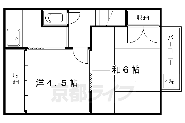 京都市左京区浄土寺下南田町のアパートの間取り