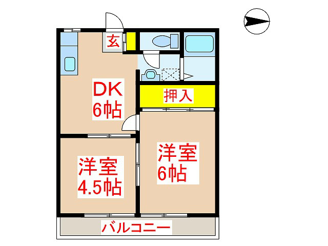 霧島市国分広瀬のアパートの間取り