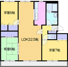 江別市野幌若葉町のマンションの間取り