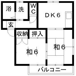 掛川市下垂木のアパートの間取り