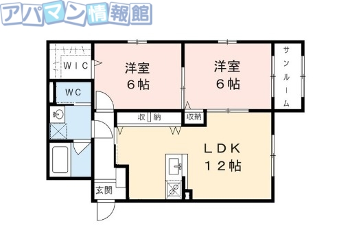 新潟市西蒲区巻のアパートの間取り