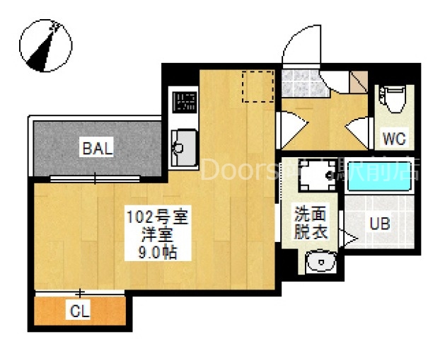 岡山市北区西崎本町のアパートの間取り