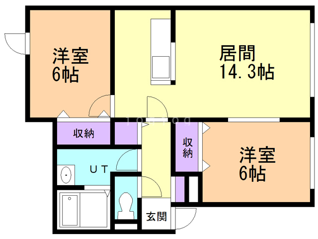 札幌市東区中沼西四条のアパートの間取り