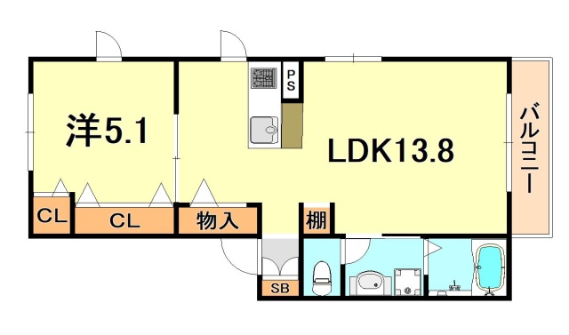 神戸市兵庫区大同町のアパートの間取り