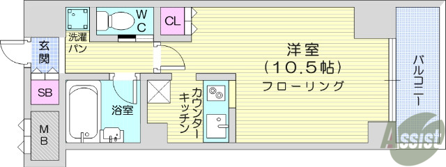 仙台市青葉区川内澱橋通のマンションの間取り