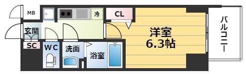 プレサンス堺筋本町ディスティニーの間取り