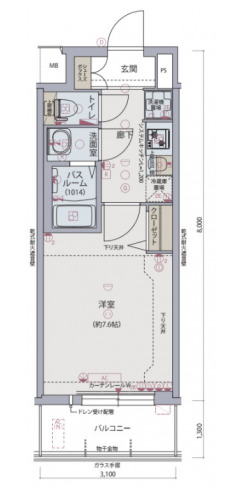 大阪市西区江戸堀のマンションの間取り