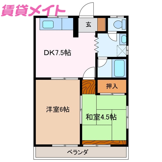 津市白山町南家城のアパートの間取り