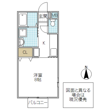 水戸市浜田のアパートの間取り