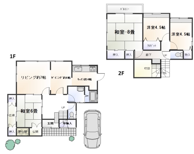 【大佐野６丁目貸家の間取り】