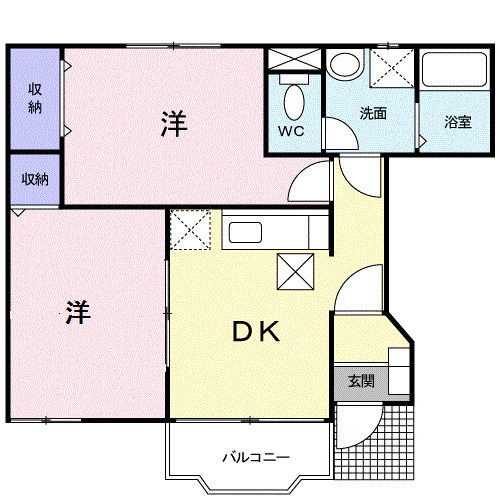 広島市安佐南区安東のアパートの間取り