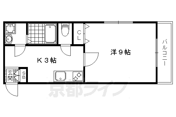 京都市北区紫野十二坊町のマンションの間取り