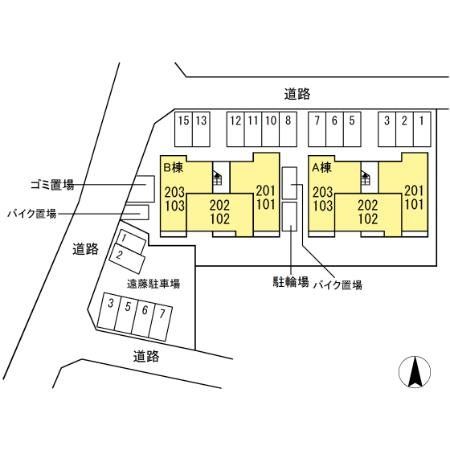 【藤沢市遠藤のアパートの駐車場】