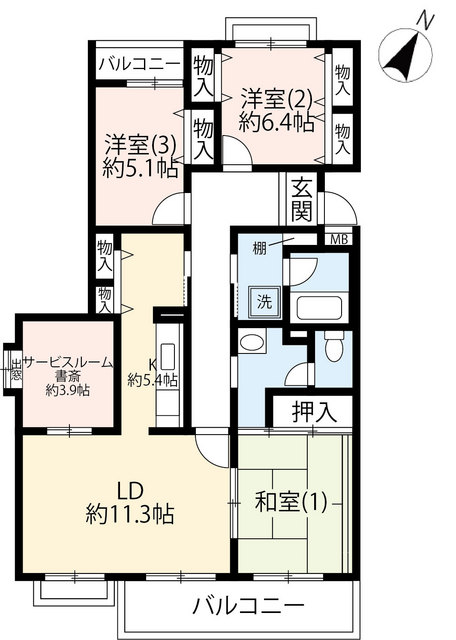 ＵＲシティハイツ日野旭が丘の間取り