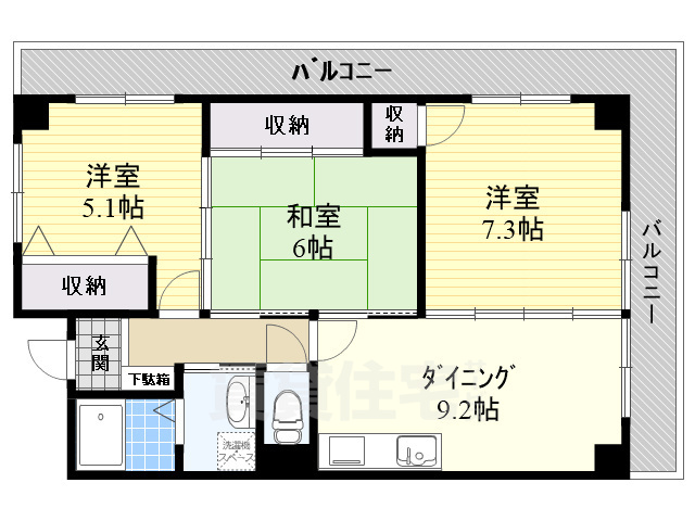 高槻市南平台のマンションの間取り