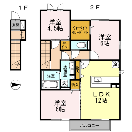 西脇市和田町のアパートの間取り