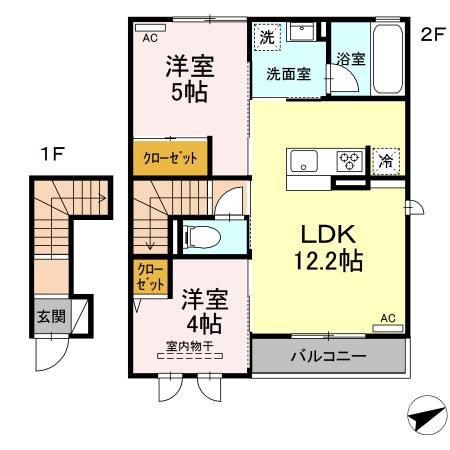 米子市道笑町のアパートの間取り