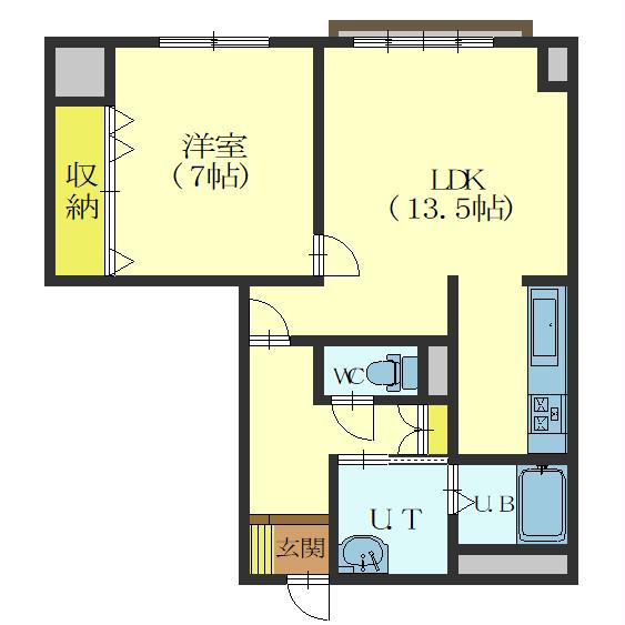 函館市千代台町のマンションの間取り