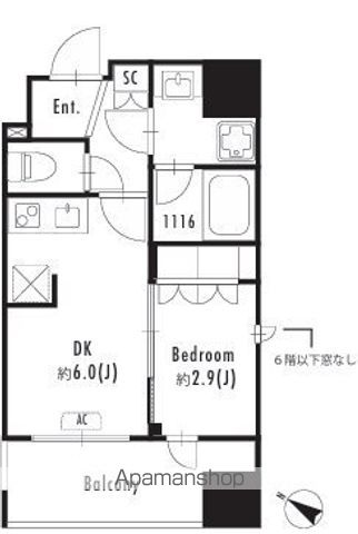 都営新宿線 森下駅 徒歩4分 13階建 築2年の間取り写真