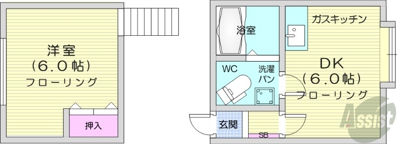 地下鉄東西線 琴似駅 徒歩4分 2階建 築39年の間取り写真